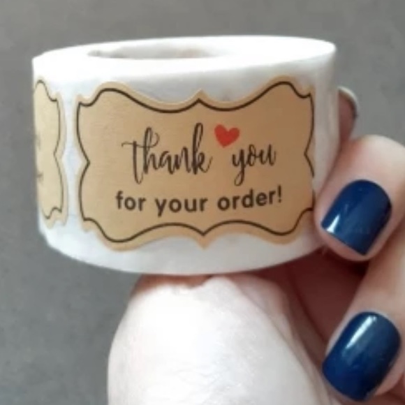 250 Piece/Roll Thank You Stickers Kraft.  2 inches by 1.2 inches.  PRICE FIRM - Picture 5 of 5
